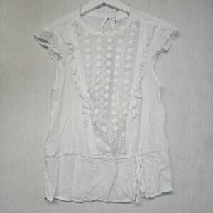 New York & Company 7th Avenue White Sleeveless Blouse Workwear Office Size Small